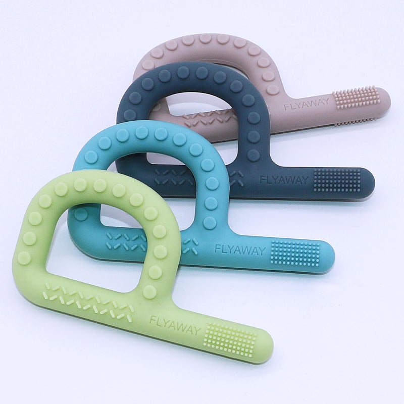 Flyaway Sensory Chew Toys for Autistic Children 4 Pack P Shape Sensory Toys for Babies Toddlers Baby Teething Toys for 36 612 Months Oral Motor Stimulation Silicone Chewy Necklaces for Kids Adults - Image 2