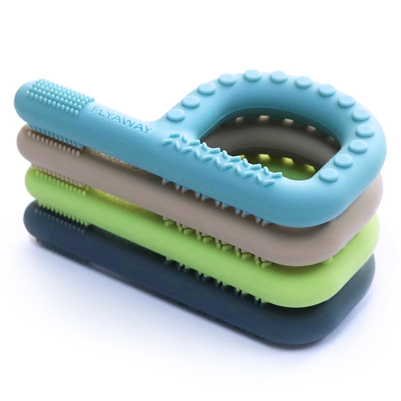 Flyaway Sensory Chew Toys for Autistic Children 4 Pack P Shape Sensory Toys for Babies Toddlers Baby Teething Toys for 36 612 Months Oral Motor Stimulation Silicone Chewy Necklaces for Kids Adults - Image 1