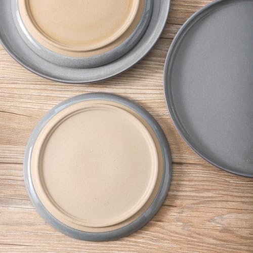 Tikooere Ceramic Dinner Plates Set of 4,Stoneware 10 Inch,Microwave,Dishwasher and Oven Safe,Porcelain Dessert Plates for Pasta,Salad and Steak,Dishes Set for Kitchen,Scratch Resistant,Gray - Image 5
