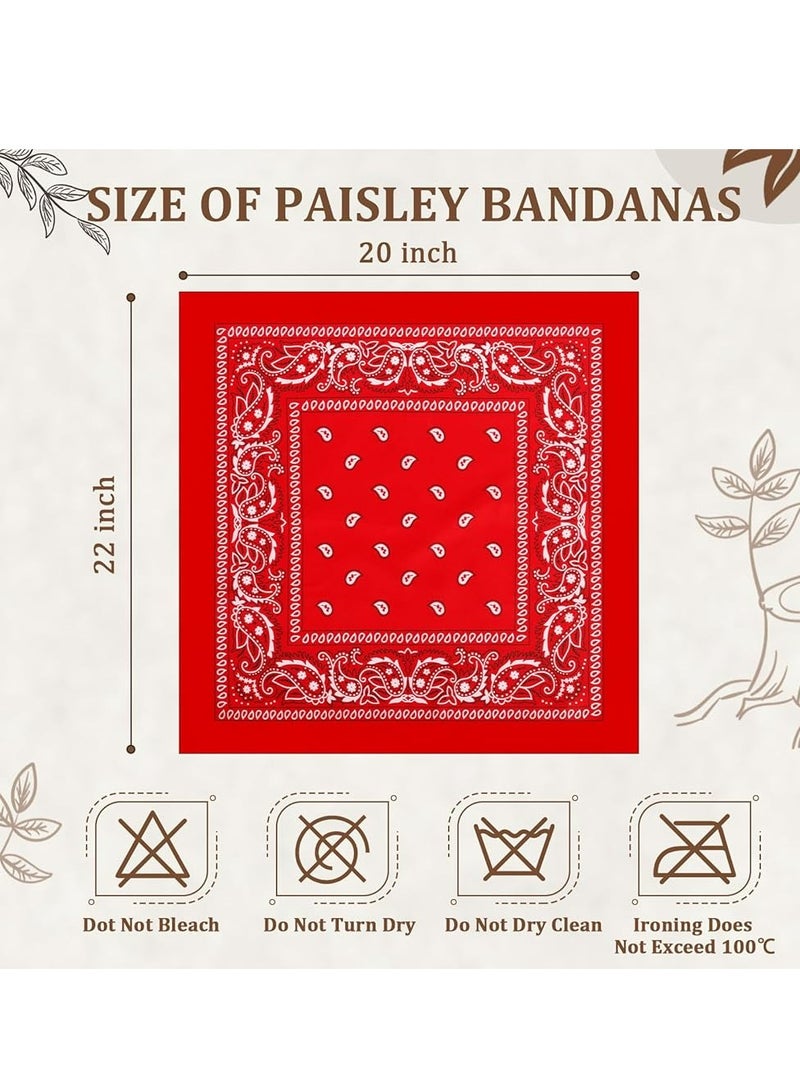 Oasisgalore 12 Pack Unisex Paisley Cowboy Bandanas, Multi-Use Headband/Scarf for Men & Women, Bulk Set - Image 2