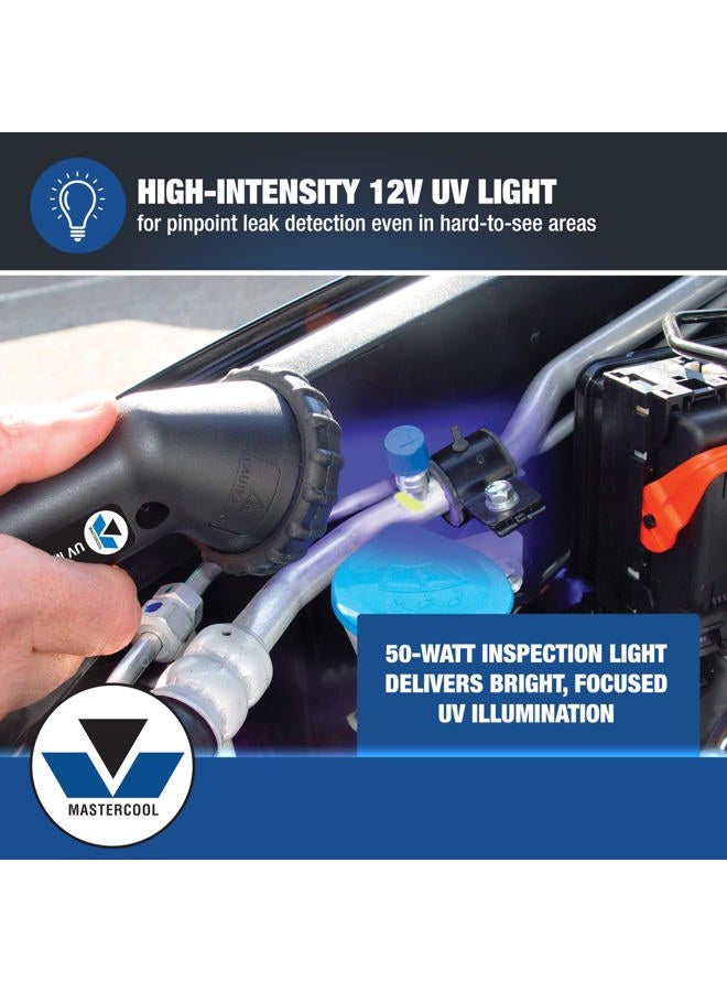 Mastercool 53351 Professional UV Leak Detection Kit – 12V High-Intensity Light – Detects A/C, Coolant, Fuel, Oil, ATF Leaks – Includes Universal Dyes, Glasses, R134a & R12 Compatible - Image 3