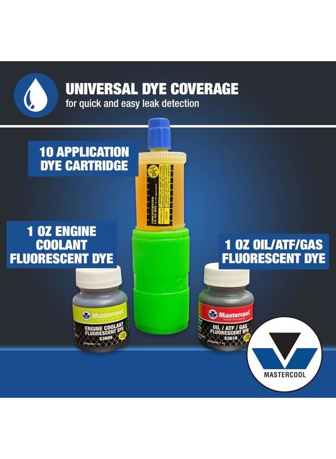 Mastercool 53351 Professional UV Leak Detection Kit – 12V High-Intensity Light – Detects A/C, Coolant, Fuel, Oil, ATF Leaks – Includes Universal Dyes, Glasses, R134a & R12 Compatible - Image 5