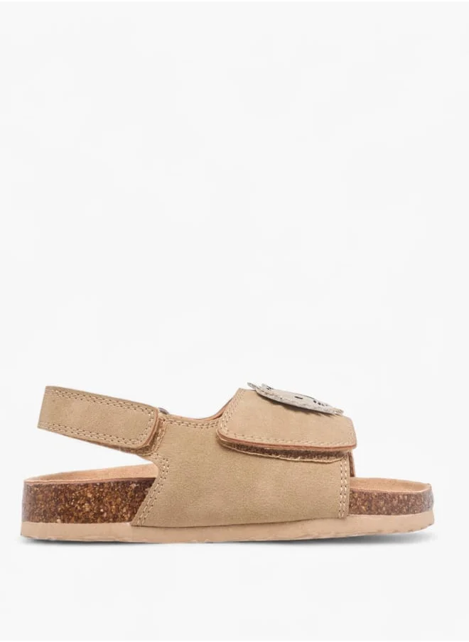 جونيورز Boys Lion Applique Sandals With Hook And Loop Closure