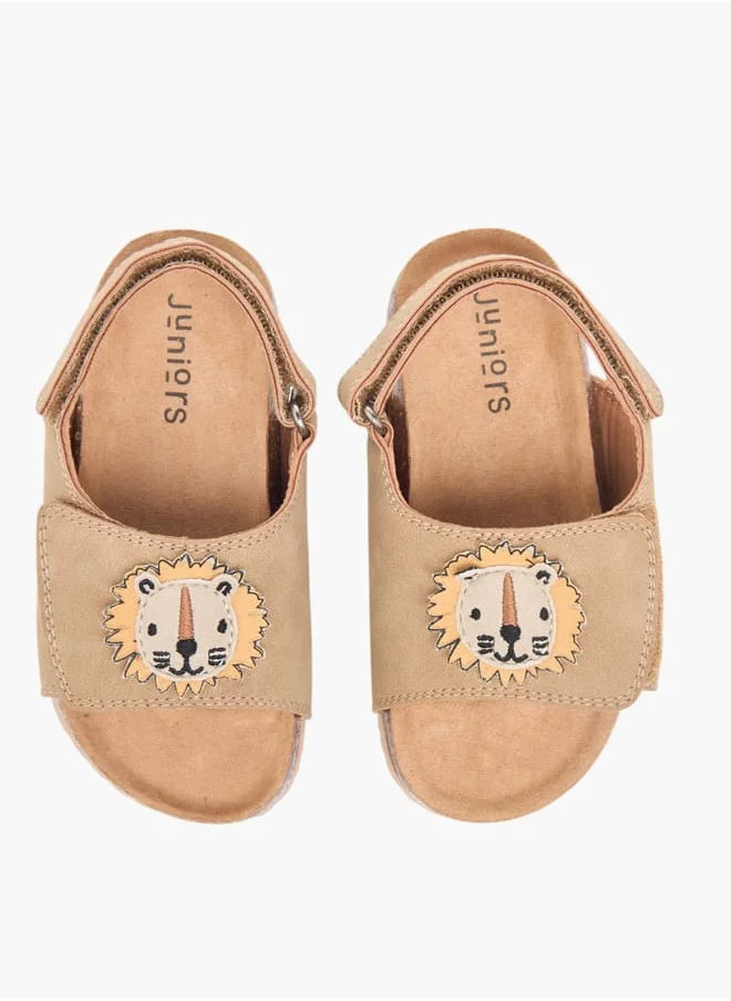 جونيورز Boys Lion Applique Sandals With Hook And Loop Closure