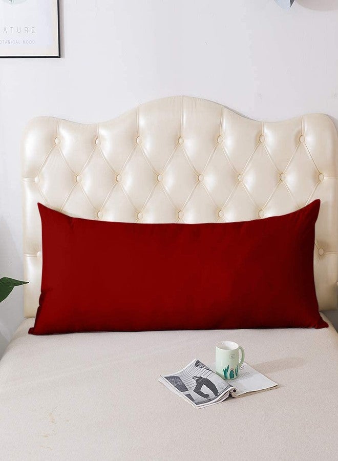Cotton Delight غطاء وسادة للجسم من قطن ديلايت، مقاس 20 × 54 بوصة، إغلاق بسحاب، مصنوع من مزيج قطني فاخر 100%، قطعة واحدة، لون أحمر تانجو، غطاء وسادة للجسم، مقاس 20 × 54 بوصة - Image 1