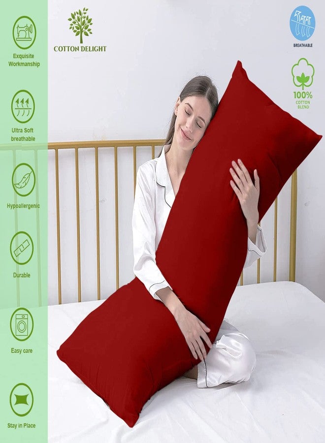 Cotton Delight غطاء وسادة للجسم من قطن ديلايت، مقاس 20 × 54 بوصة، إغلاق بسحاب، مصنوع من مزيج قطني فاخر 100%، قطعة واحدة، لون أحمر تانجو، غطاء وسادة للجسم، مقاس 20 × 54 بوصة - Image 3