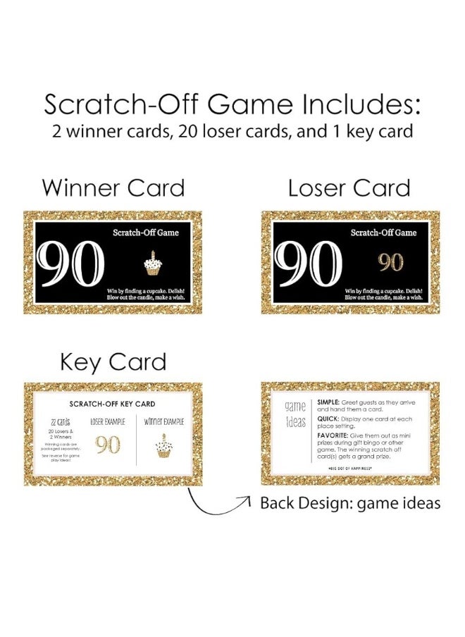 Big Dot of Happiness Big Dot of Happiness Adult 90th Birthday - Gold - Birthday Party Game Scratch Off Cards - 22 Count  - Image 3