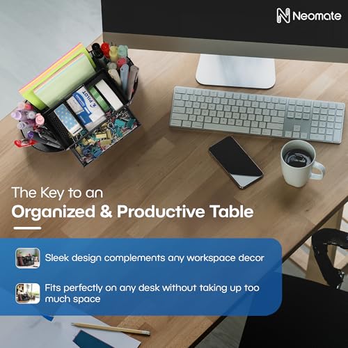Neomate Metal Mesh Desk Organizer|Durable Office Supplies Caddy with Drawer for Home & Office|Desktop Organizer & Décor|Black, Drawer Organizers - Image 2