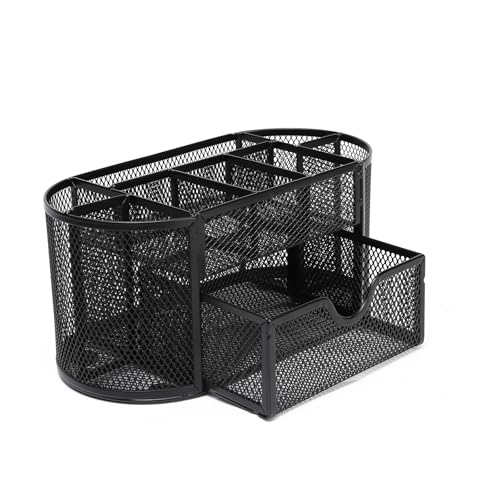 Neomate Metal Mesh Desk Organizer|Durable Office Supplies Caddy with Drawer for Home & Office|Desktop Organizer & Décor|Black, Drawer Organizers - Image 1