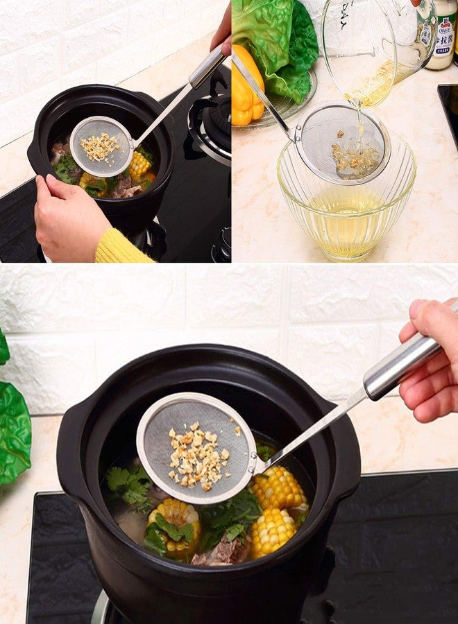 ROLLMOSS Fine Mesh Fat Skimmer Spoon, Hot Pot Fat Separator Strainer Skimmer with Long Handle, Stainless Steel Gravy Separator Oil Strainer for Cooking Frying Skimming Grease, Gravy and Foam (3 Pack) - Image 4