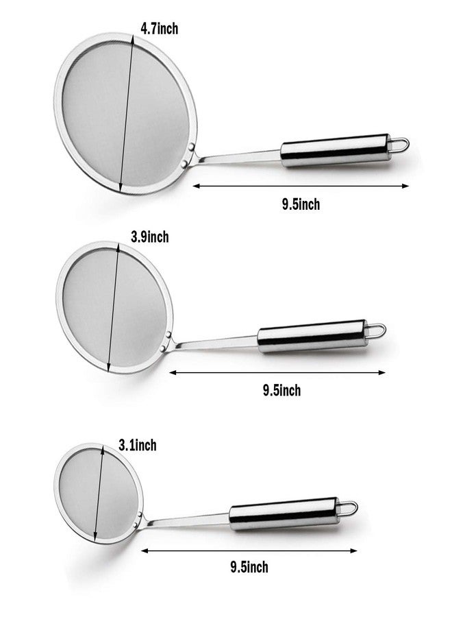 ROLLMOSS Fine Mesh Fat Skimmer Spoon, Hot Pot Fat Separator Strainer Skimmer with Long Handle, Stainless Steel Gravy Separator Oil Strainer for Cooking Frying Skimming Grease, Gravy and Foam (3 Pack) - Image 2