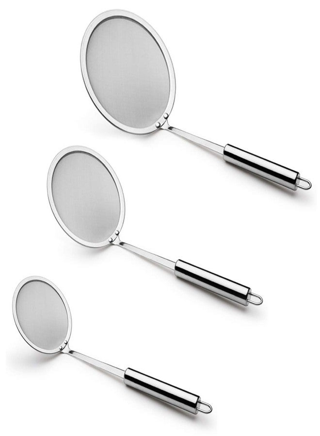 ROLLMOSS Fine Mesh Fat Skimmer Spoon, Hot Pot Fat Separator Strainer Skimmer with Long Handle, Stainless Steel Gravy Separator Oil Strainer for Cooking Frying Skimming Grease, Gravy and Foam (3 Pack) - Image 1