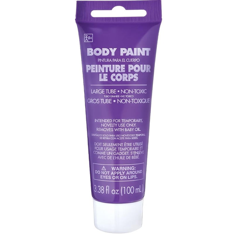 Amscan Body Paint for Halloween - 3.38 oz. (1 Pc.) - Vibrant & Easy-to-Apply Costume Makeup, Perfect for Props and Parties, Purple - Image 1