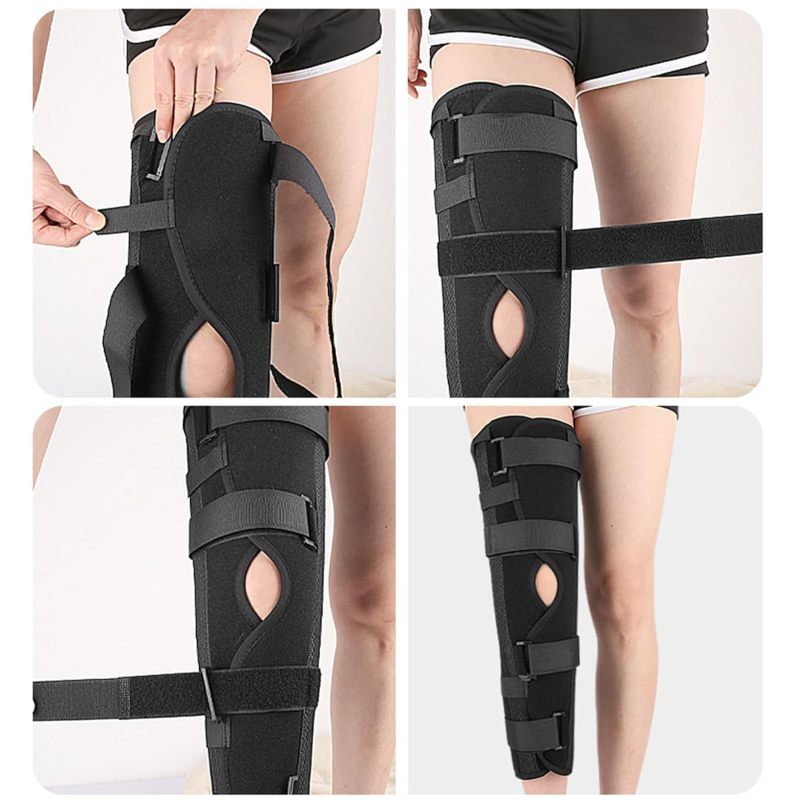 Aluminum Alloy Full Leg Knee Fixation Brace, Knee Injury Rehabilitation Straight Leg Splint S - Image 4