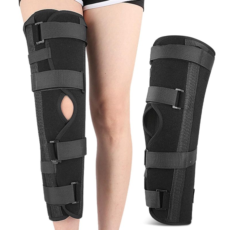 Aluminum Alloy Full Leg Knee Fixation Brace, Knee Injury Rehabilitation Straight Leg Splint S - Image 2