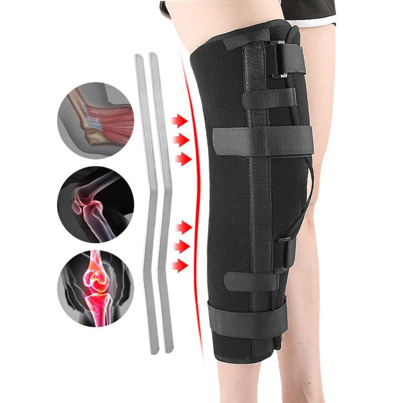 Aluminum Alloy Full Leg Knee Fixation Brace, Knee Injury Rehabilitation Straight Leg Splint S - Image 3