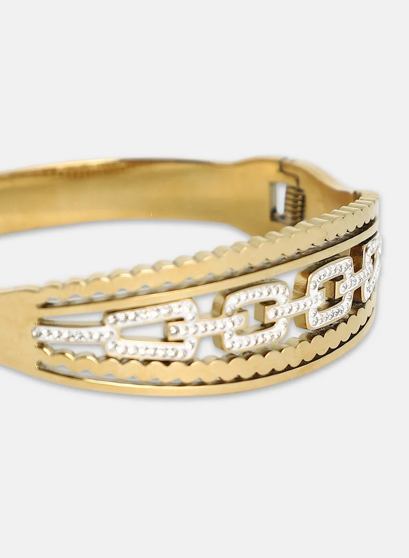 SOHI Lined-Chain Bangle Artificial Bracelet Jewellery