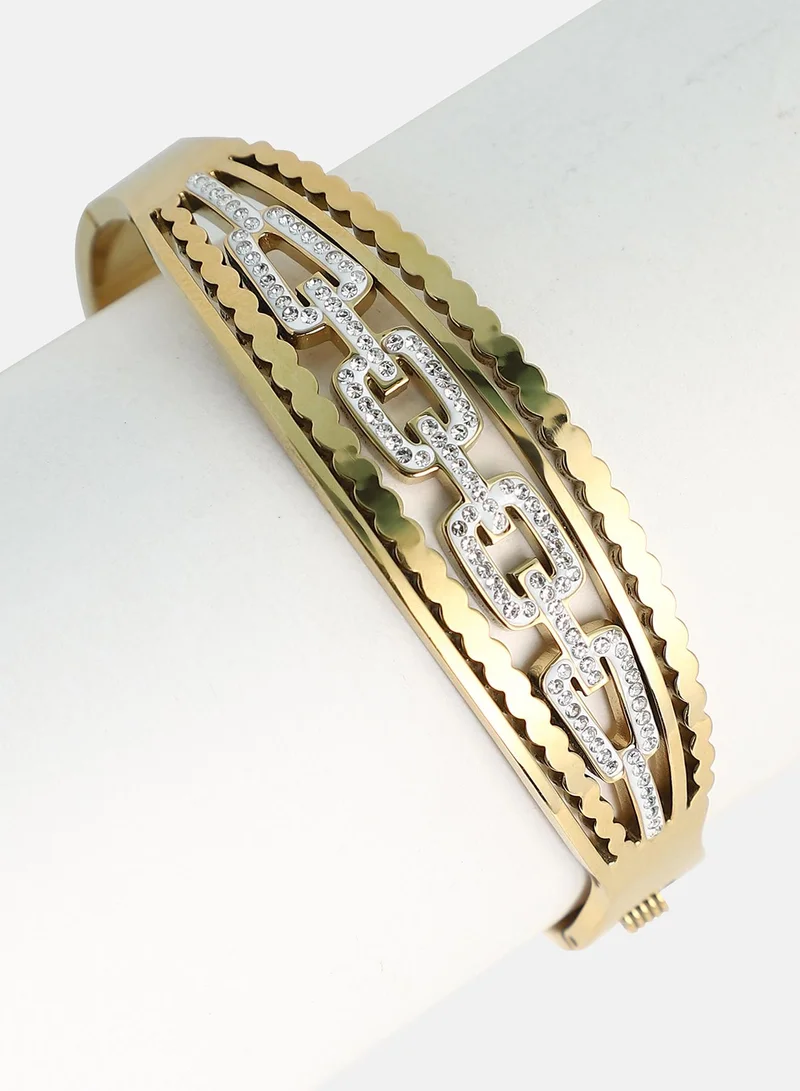 SOHI Lined-Chain Bangle Artificial Bracelet Jewellery