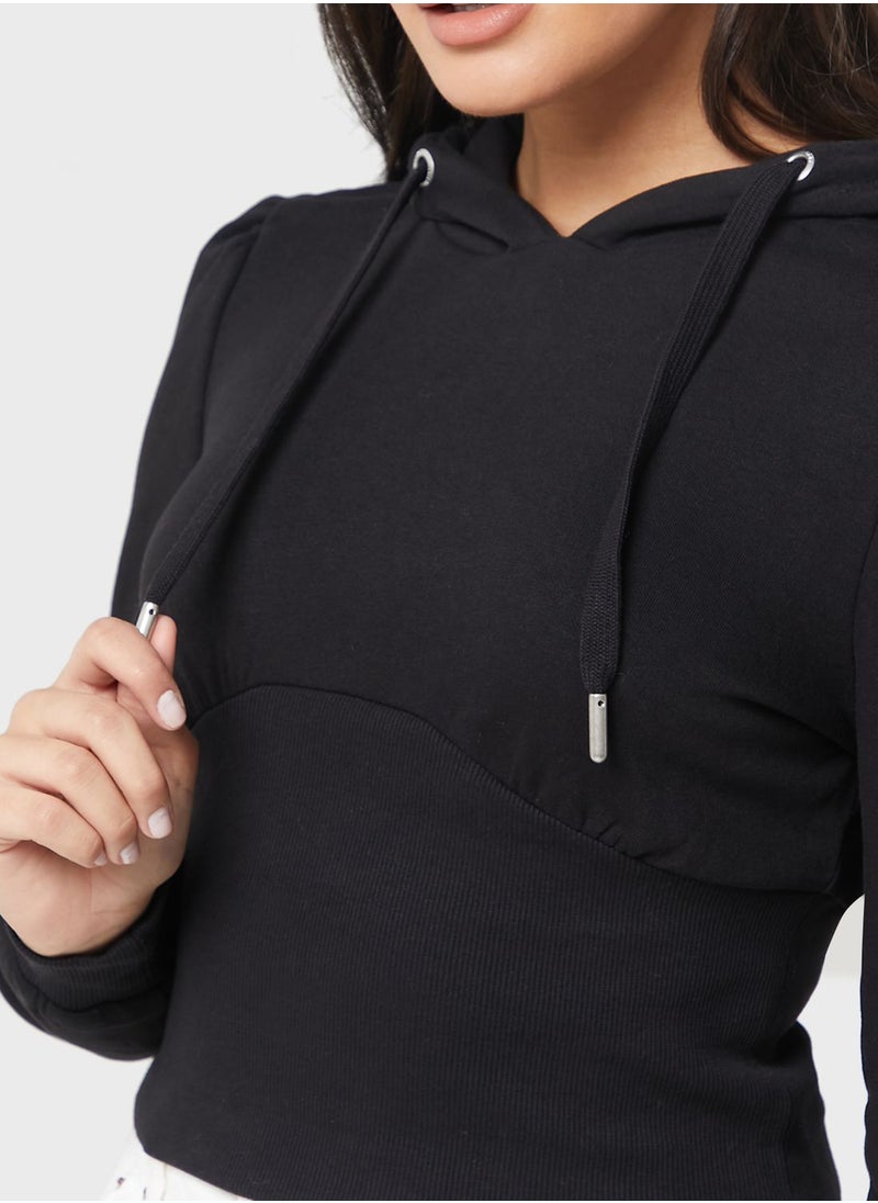 ONLY Drawstring Crop Hoodie  - Image 3