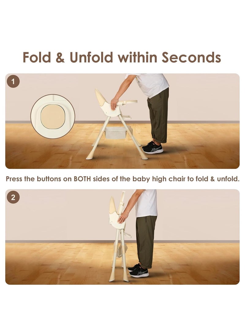 ACPLAY Convertible Baby High Chair with Adjustable Footrest, Removable Double Tray, 5-Point Safety Harness & 360° Lockable Wheels - Image 4