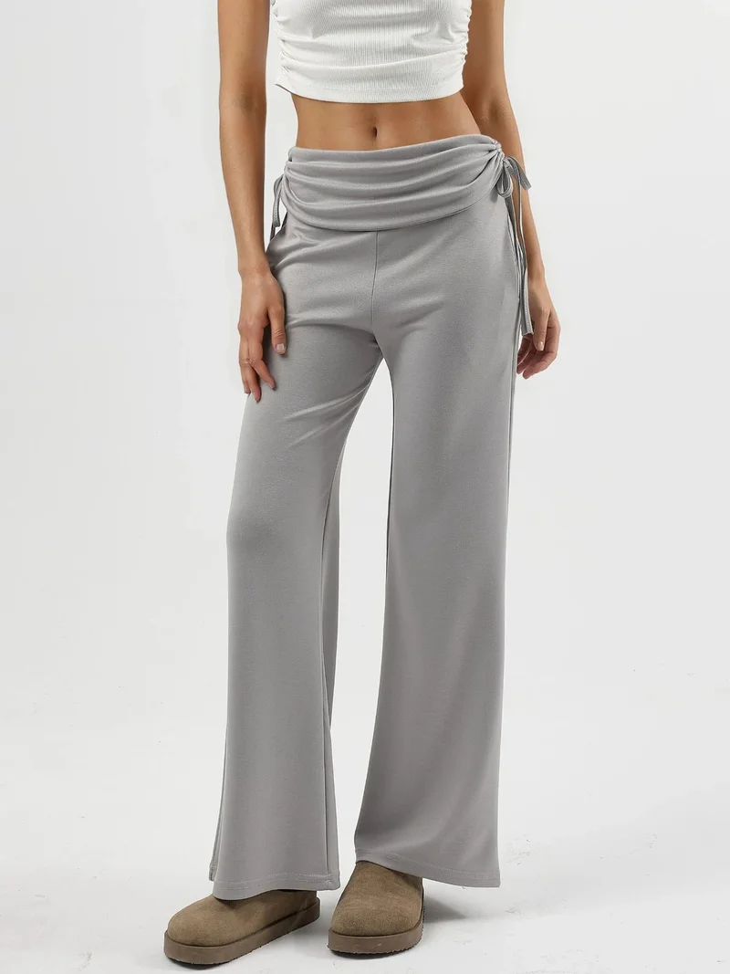 زوبعة Modal Touch High Waist Wide Leg Pants with Gathering Detail Bersan Collection