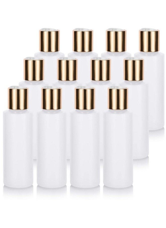 JUVITUS 4 Oz / 120 Ml Clear Natural Refillable Plastic Squeeze Bottle Dispenser With Gold Disc Cap (12 Pack)  - Image 1