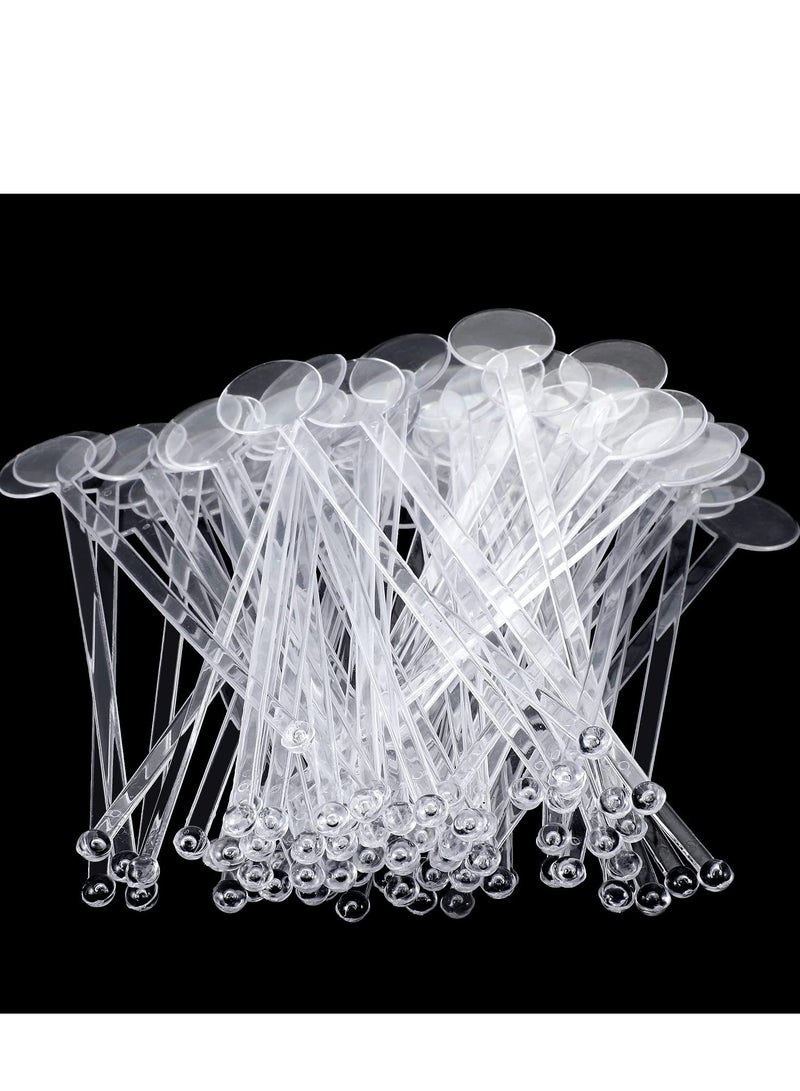 SYOSI Coffee Stirring Sticks 240 Pcs 7 inches Disposible Plastic Disc Top Stirrers Transparent Stir Mixing Rod for Coffee Beverage  - Image 3