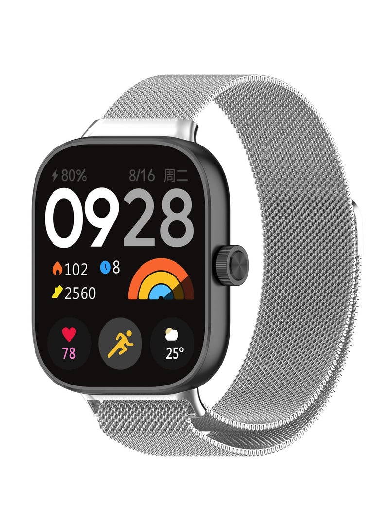 بيوينتي تنطبق على ال سوار الذكية 9 برو / ال سوار الذكية 8 برو / الأرز الأحمر ووتش 4 استبدال المعادن سوار الفولاذ المقاوم للصدأ استبدال شبكة معدنية سوار سوار قابل للتعديل - فضي - Image 1