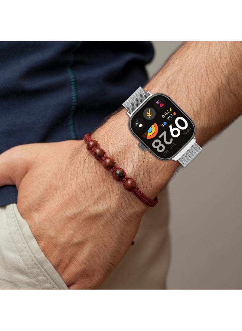 بيوينتي تنطبق على ال سوار الذكية 9 برو / ال سوار الذكية 8 برو / الأرز الأحمر ووتش 4 استبدال المعادن سوار الفولاذ المقاوم للصدأ استبدال شبكة معدنية سوار سوار قابل للتعديل - فضي - Image 4