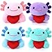 Motionchic 4 Pcs Valentines Day Love Stuffed Plush Gift Cute Axolotl Stuffed Plush Animal Love Toys with Holding Heart Sweet Romantic Valentines Hugging Gift for Couples Wife Husband - Image 2