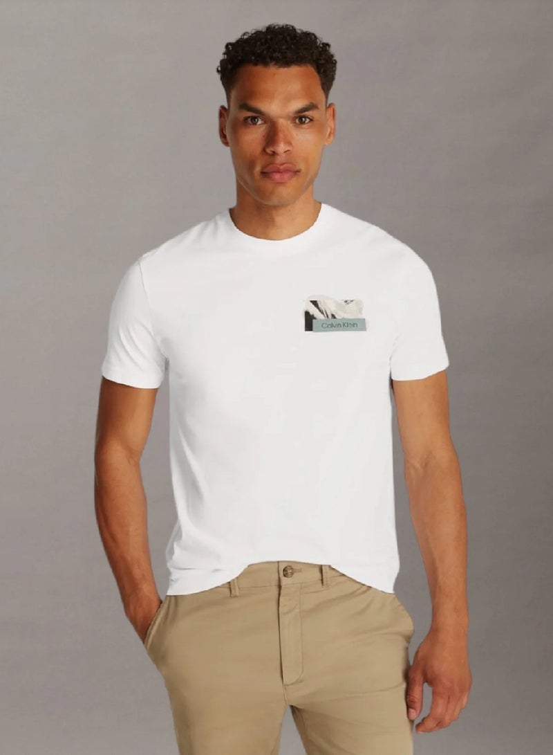 CALVIN KLEIN Cotton T-Shirt With Back Logo Graphic - Image 1