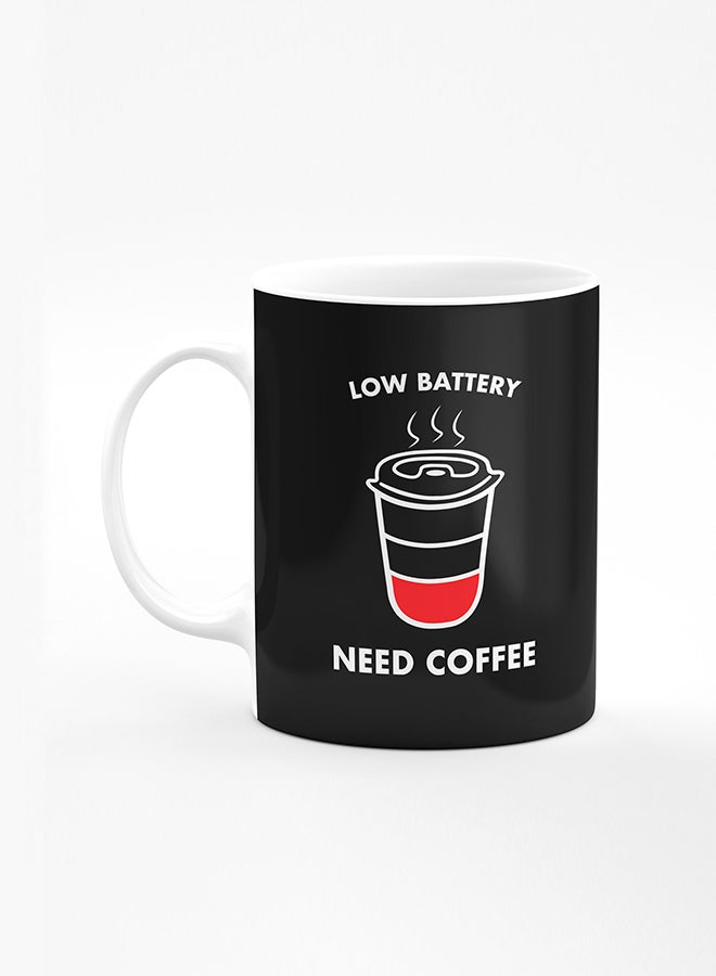 Stylizedd Designer Printed Coffee Mug with Heavy Duty Handle 11oz Ceramic Personalised Gift Mugs Cup [Microwave Safe & Dishwasher Proof] - Low battery need coffee - Image 1