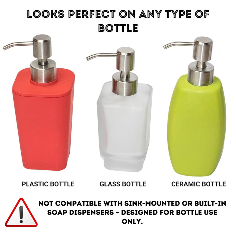 Kapitan Soap Dispenser Pump Head Replacement Spare for Standard 28/400 (26 mm - 28mm / 1.02 in-1.10 in) Neck Size, Stainless Steel Brushed Finish - Image 2