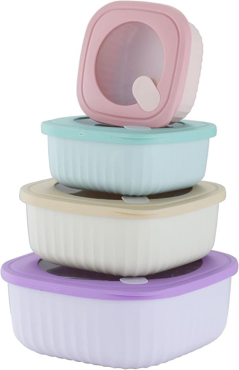BLURISM 4 Pieces Food Storage Containers with Lids Plastic BPAfree Mixing Bowl with Lids Prep Serve Bowl Set Nesting Storage Food Container Dishwasher Freezer Microwave Safe - Image 1