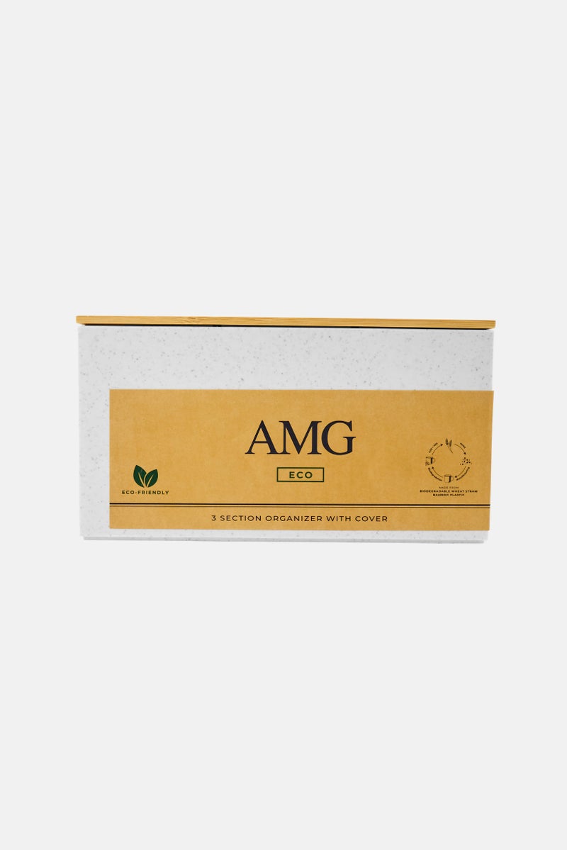 AMG 3 Section Organizer With Bamboo Lid, White - Image 1