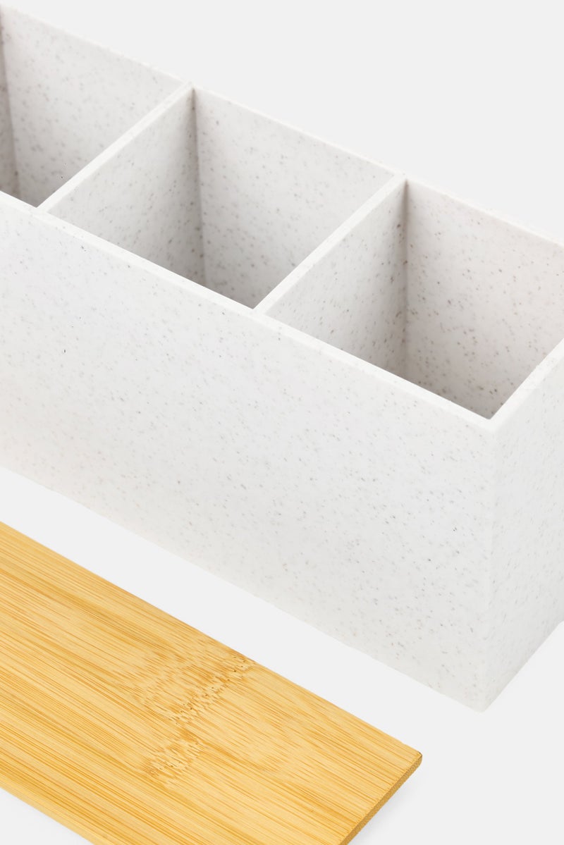 AMG 3 Section Organizer With Bamboo Lid, White - Image 4