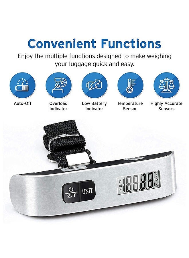 لوكاداه ميزان أمتعة رقمي معلق، ميزان أمتعة محمول باليد لميزان حقيبة السفر للسفر مع شاشة ملونة 50 كيلو/110 رطل - Image 5