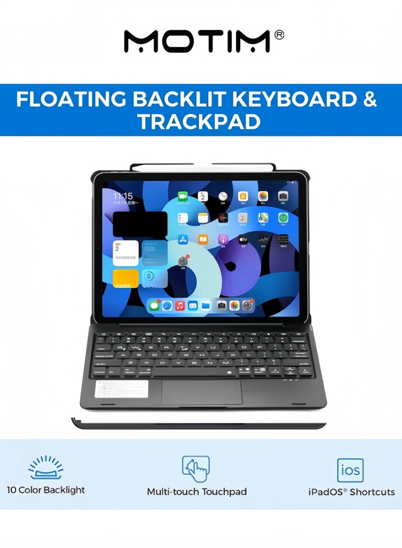 Motim Magic Keyboard Keyboard Case with Trackpad for iPad Pro 12.9 2021 2020 2018 Touchpad Keyboard Case with 360 Degree Rotation Backlit Pencil Holder - Image 5
