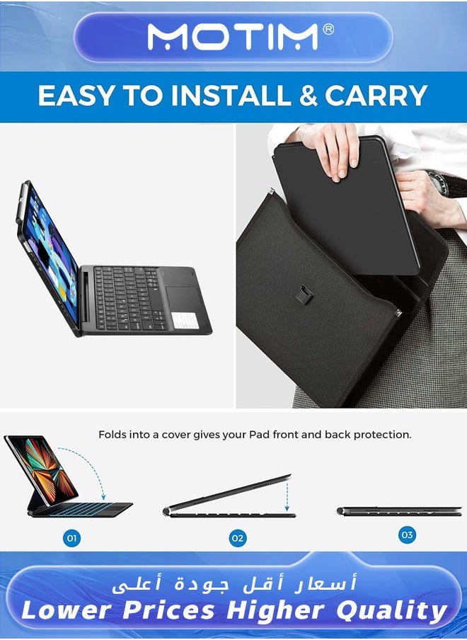 Motim - Magic Keyboard Keyboard Case with Trackpad for iPad Pro 12.9 2021 2020 2018 Touchpad Keyboard Case with 360 Degree Rotation Backlit Pencil Holder - Image 1