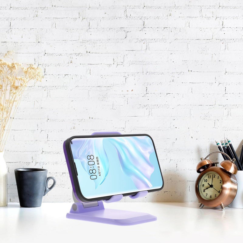 Violet Metal Adjustable Foldable Phone Stand Holder With Multi Angle Height Settings - Image 5