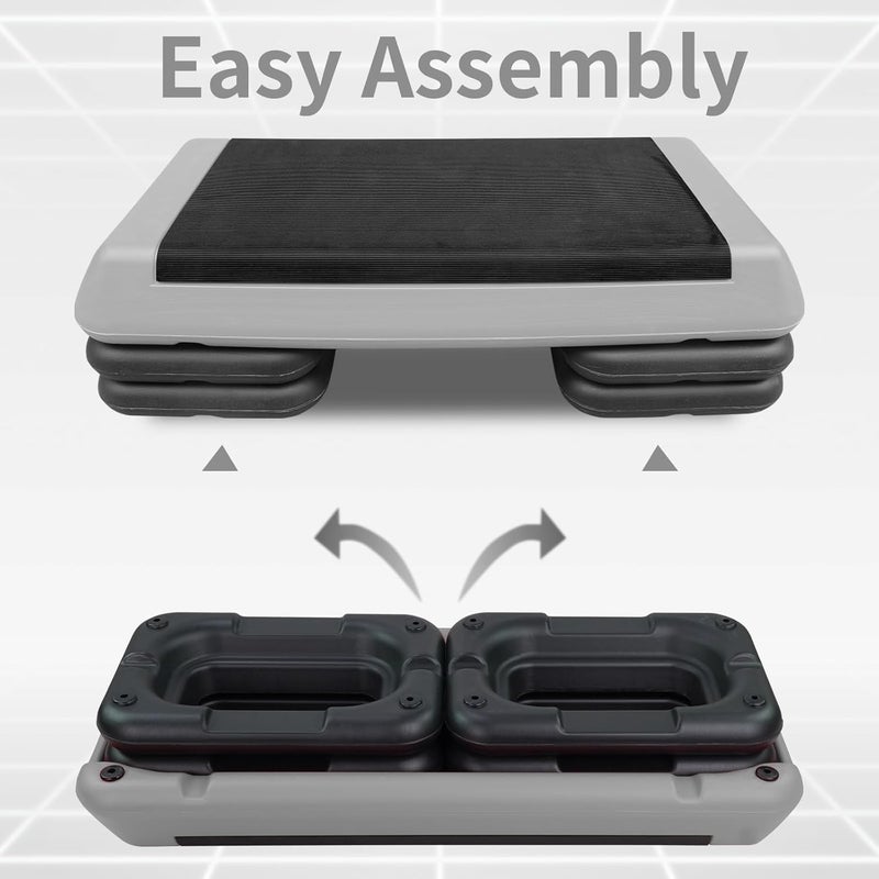 HooKung Adjustable Aerobic Stepper Workout Step with 4 Risers Fitness & Exercise Platform Trainer - Image 3