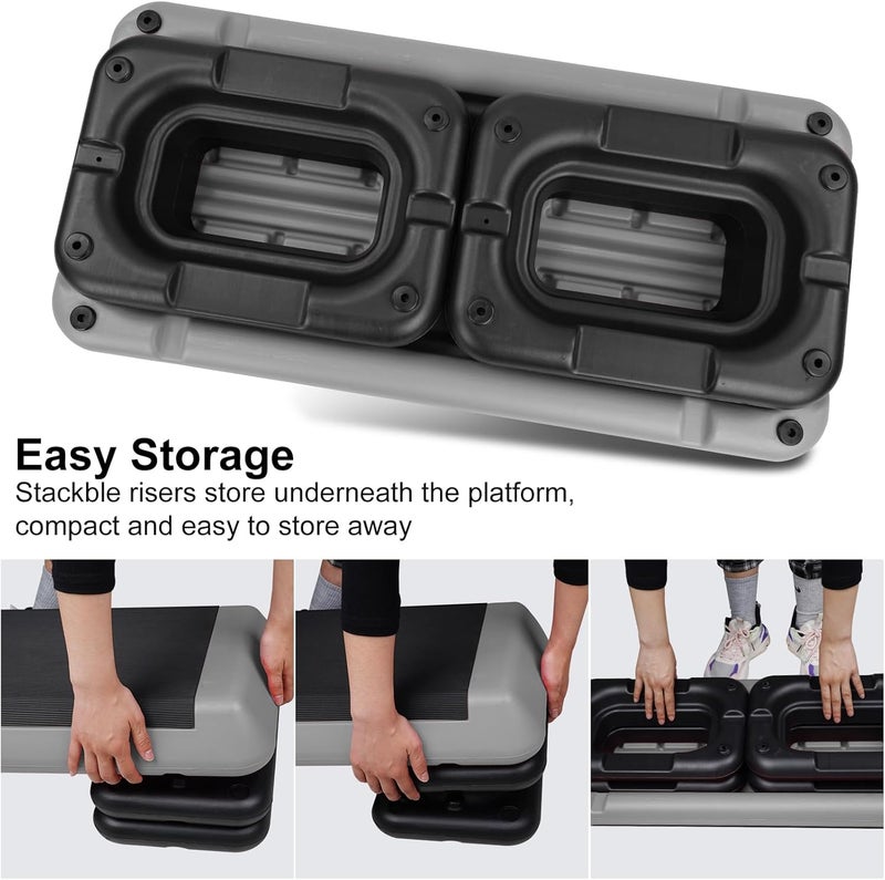 HooKung Adjustable Aerobic Stepper Workout Step with 4 Risers Fitness & Exercise Platform Trainer - Image 4