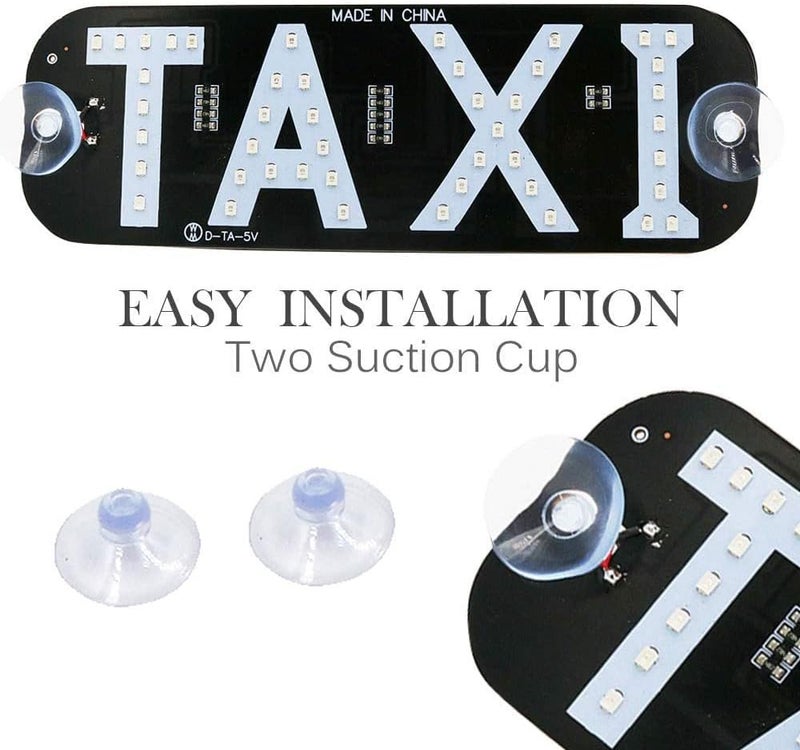 YSY White LED Taxi Sign with USB Switch and DC12V Car Charger - Image 3