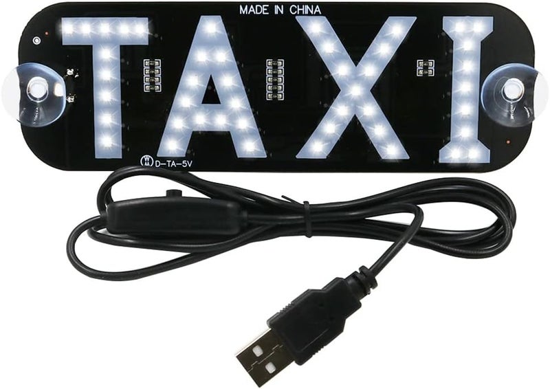 YSY White LED Taxi Sign with USB Switch and DC12V Car Charger - Image 1