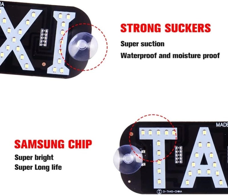 YSY White LED Taxi Sign with USB Switch and DC12V Car Charger - Image 4