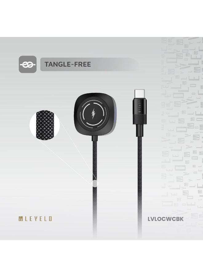 ليفيلو كابل شاحن لاسلكي Levelo Otto Type-C لساعة Apple Watch - أسود - Image 4