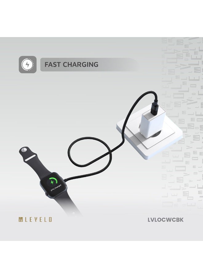 ليفيلو كابل شاحن لاسلكي Levelo Otto Type-C لساعة Apple Watch - أسود - Image 1