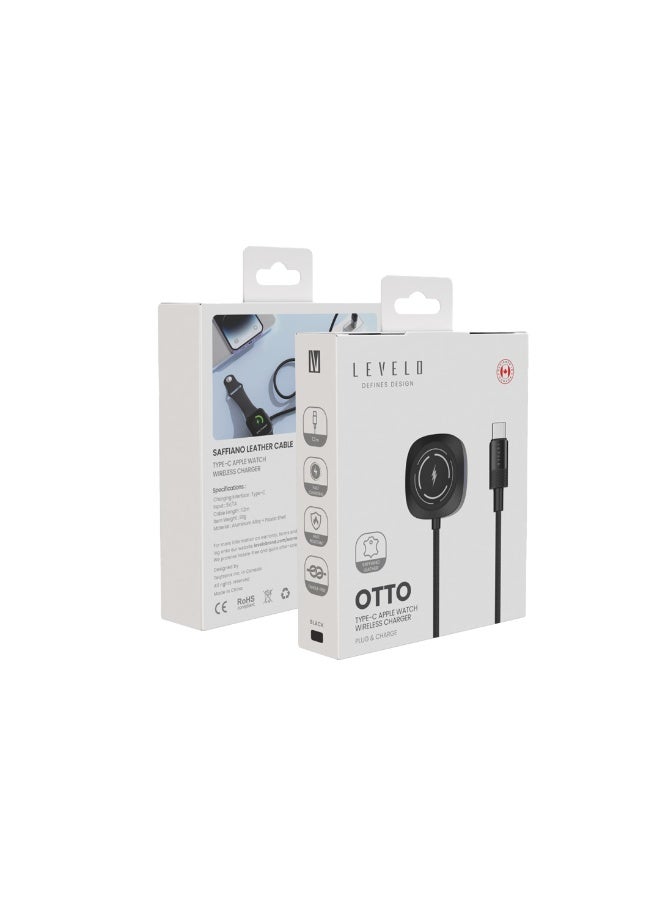 ليفيلو كابل شاحن لاسلكي Levelo Otto Type-C لساعة Apple Watch - أسود - Image 2
