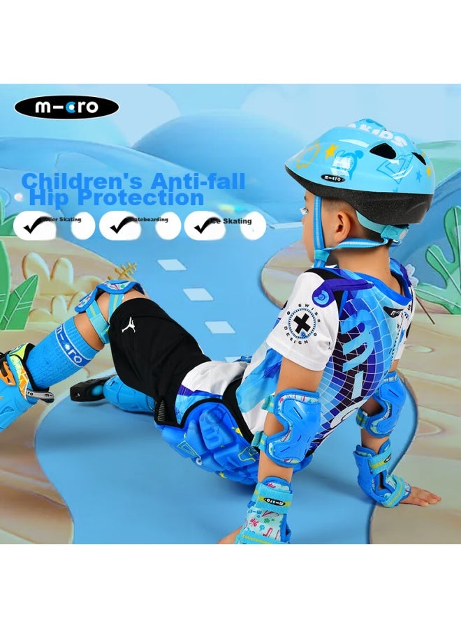 M-cro Children's Roller Skating Hip Protection Anti-fall Pants, Skateboard And Ice Skating Sports Hip Guard, Blue, Size S - Image 1