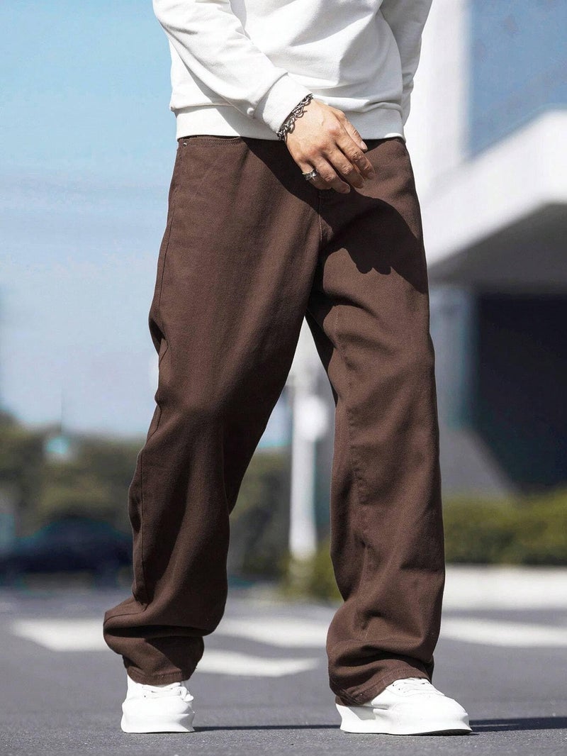 JVX Men Mid Rise Looses Fit Denim Jeans || Baggy Jeans (Njj-04) (Numeric, 32, Brown) - Image 2